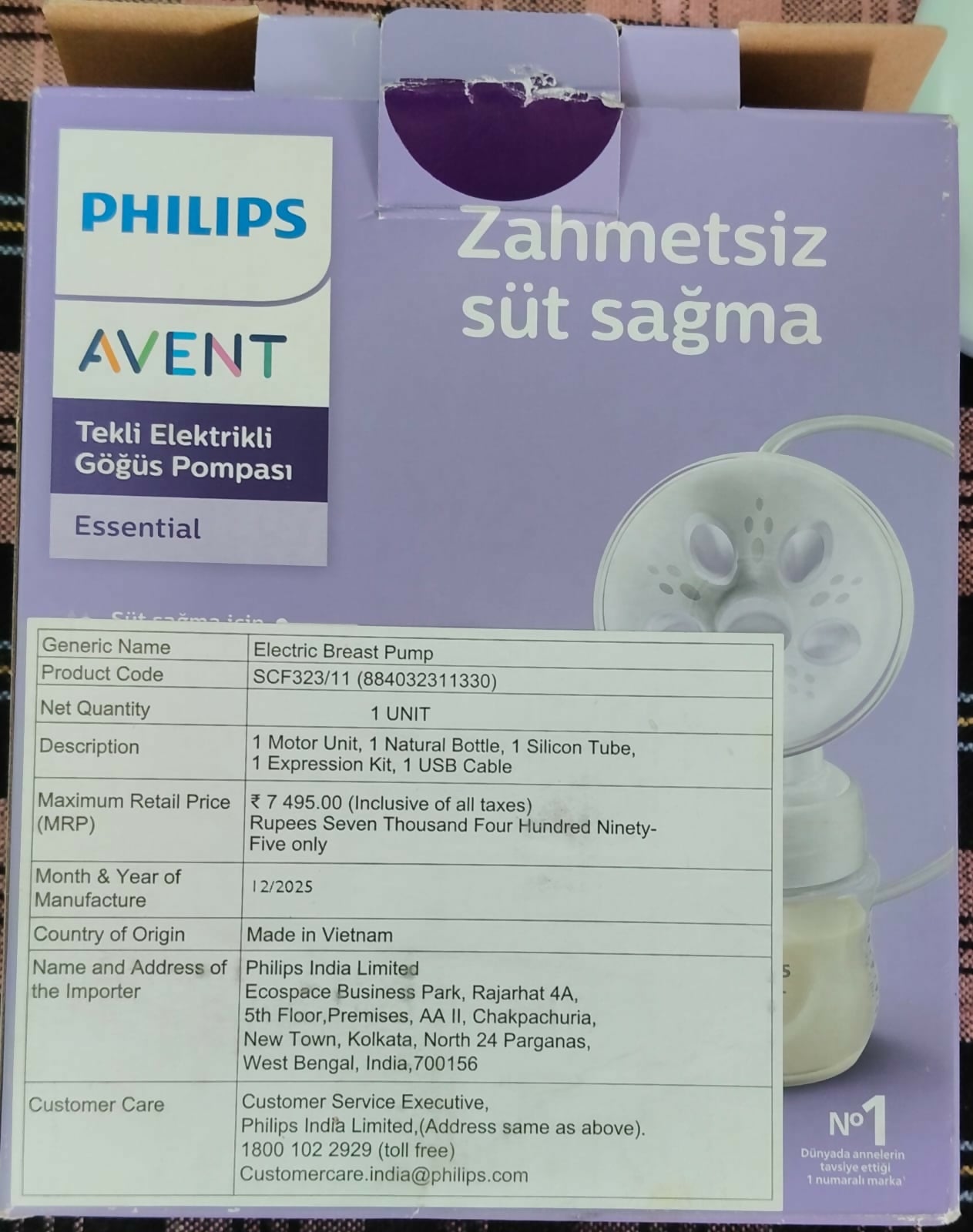 PHILIPS AVENT Electric Breast Pump in Almost New condition featuring convenient electric operation, adjustable pumping settings, a comfortable breast cushion, and an easy-to-use design for everyday breast milk expression.