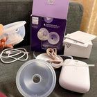 Philips Avent wearable hands-free breast pump with a discreet in-bra design, adjustable expression settings, soft silicone breast shield, and rechargeable operation for convenient pumping.