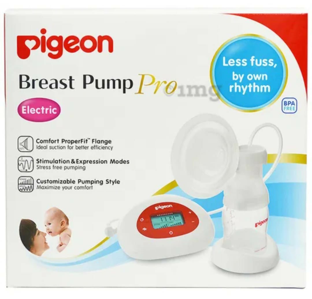 Pigeon electric breast pump with adjustable suction levels, soft silicone breast cushion, quiet operation, and efficient milk expression for comfortable breastfeeding support.