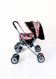 LuvLap reversible handle baby stroller with foldable travel pram design, reclining seat, adjustable canopy, 5-point safety harness, smooth wheels, and storage basket for comfortable travel with babies and toddlers.