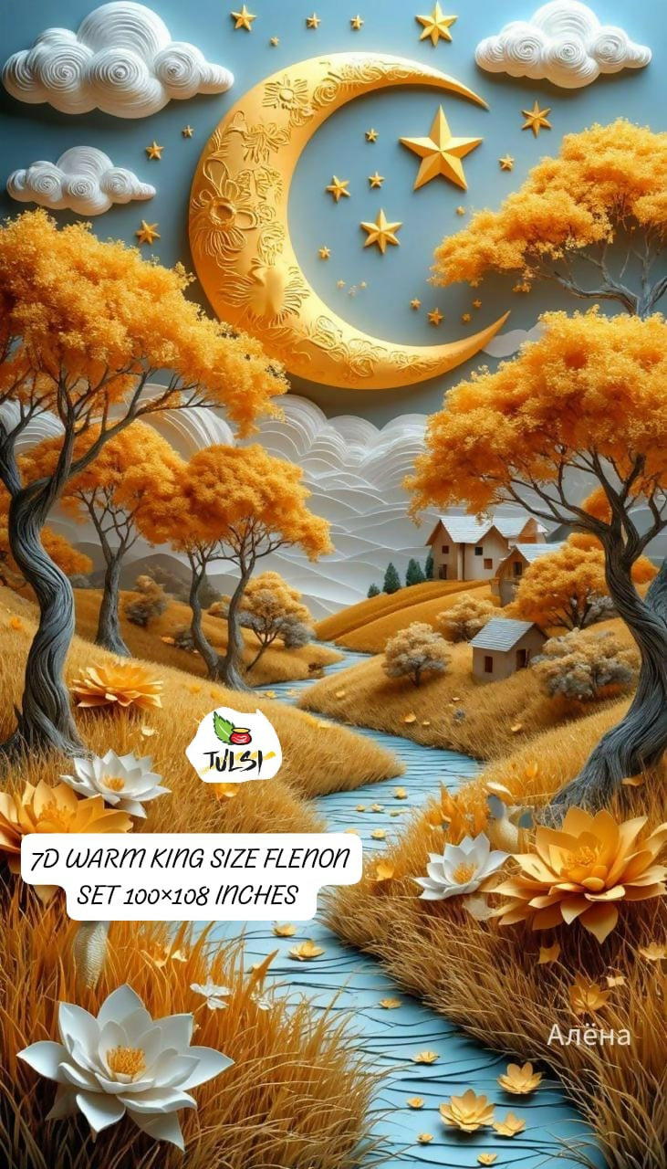 Scenic landscape with trees, moon, and stars bedsheet 