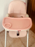 BABYHUG High Chair for Baby - Pink, Adjustable Height, Reclining Seat, and Detachable Dining Tray for Mealtime Ease.
