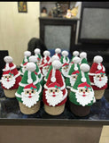 Decorative Christmas bottles with Santa Claus designs on a table.
