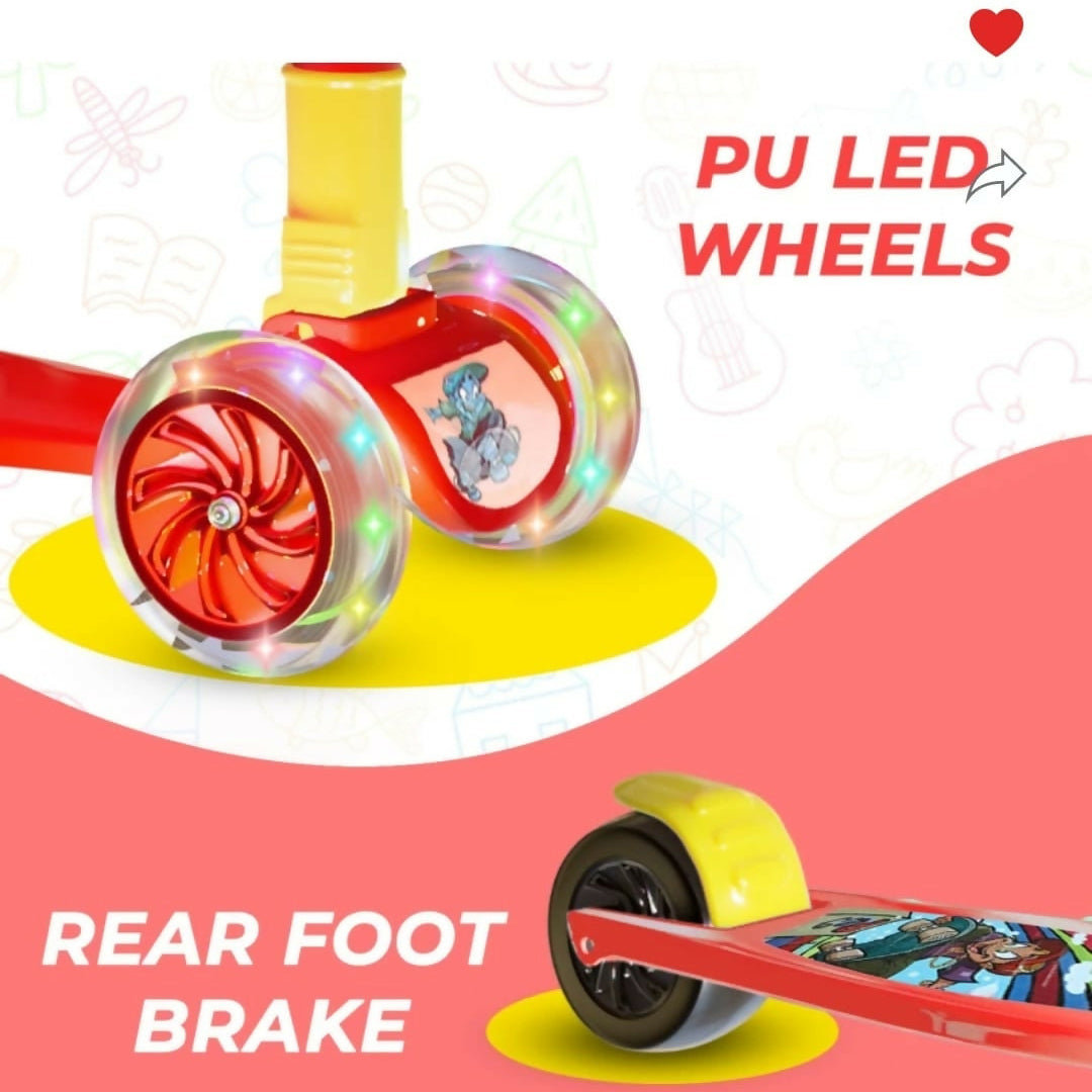 LITTLE OLIVE Adjustable Scooter With Led Light, Foldable Design, Extra Wide Brakes