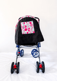 LuvLap reversible handle baby stroller with foldable travel pram design, reclining seat, adjustable canopy, 5-point safety harness, smooth wheels, and storage basket for comfortable travel with babies and toddlers.