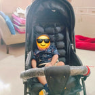 LUVLAP Starshine pram stroller with reclining seat, smooth wheels, safety harness, adjustable canopy, and comfortable travel design for babies and toddlers.