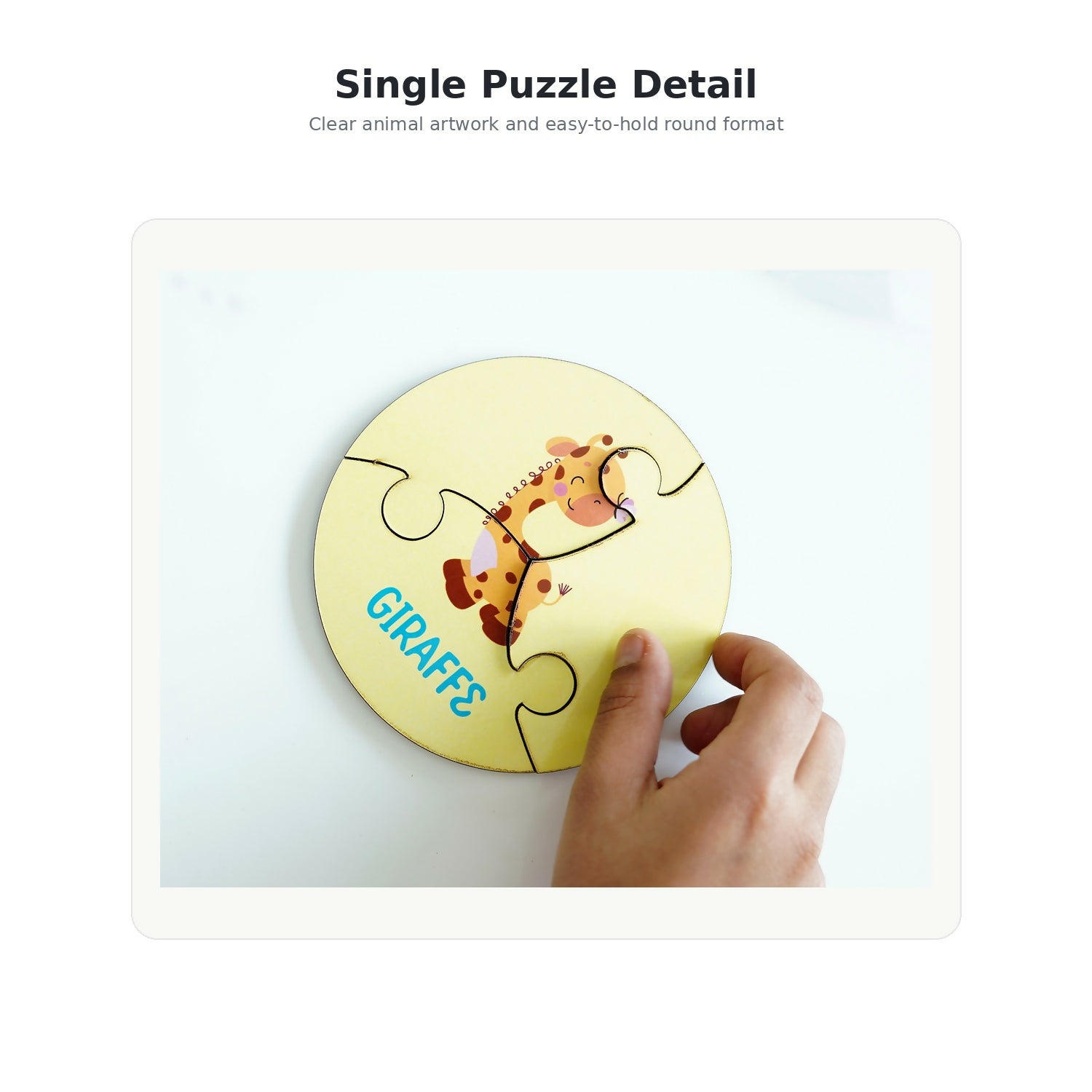 iLearnNGrow 27 Piece Round Animal Puzzle for Kids featuring colourful animal illustrations and a convenient tin storage box, designed to encourage problem-solving, observation, matching and hand-eye coordination through play