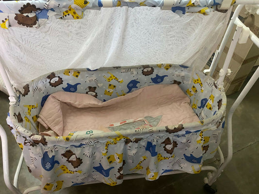 Babyhug manual cradle – smooth, secure, and breathable swing cradle for peaceful newborn sleep.

