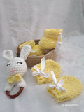 Booties, Rattle, Mittens & Basket Set – A Perfect Gift for Your Little One!