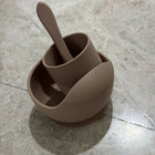 Silicone feeding set made from food-grade BPA-free silicone, including essential mealtime accessories with a soft, durable, and easy-to-clean design for babies and toddlers.