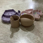 Silicone feeding set made from food-grade BPA-free silicone, including essential mealtime accessories with a soft, durable, and easy-to-clean design for babies and toddlers.
