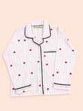 MELLOW Sweetheart Stripes night suit with soft comfortable fabric, striped pattern design, relaxed fit, and cozy comfort for bedtime, sleep, and everyday lounging.