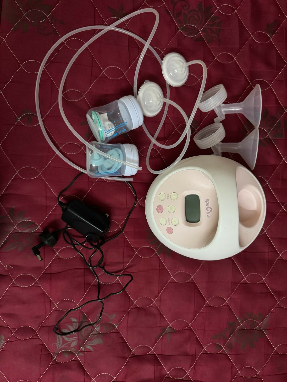 Spectra S2 USA wired electric breast pump with adjustable suction, hospital-grade performance, comfortable milk expression, and compact design for breastfeeding moms.
