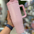 SITARAYURI Premium Insulated Tumbler (900 ml) with double-wall stainless steel insulation, spill-resistant lid, reusable straw, ergonomic handle, and large capacity to keep beverages hot or cold for hours.