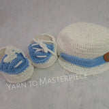 Crochet baptism cap and booties set - PyaraBaby