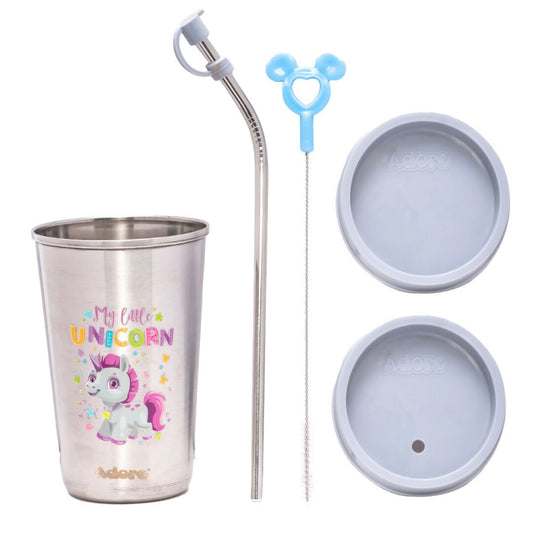 ADORE Bliss Stainless Steel Tumbler with Lid, Hole Lid, Straw and Brush Set