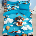 Blue bedding set with cartoon dog design