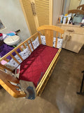Baby cot/crib with a sturdy construction, comfortable sleeping space, smooth rounded edges, adjustable mattress support, and a safe design for newborns and growing babies.