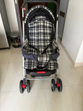 Baby Stroller with a lightweight foldable frame, reclining seat, adjustable canopy, 5-point safety harness, smooth wheels, and spacious storage basket for safe and comfortable everyday travel.