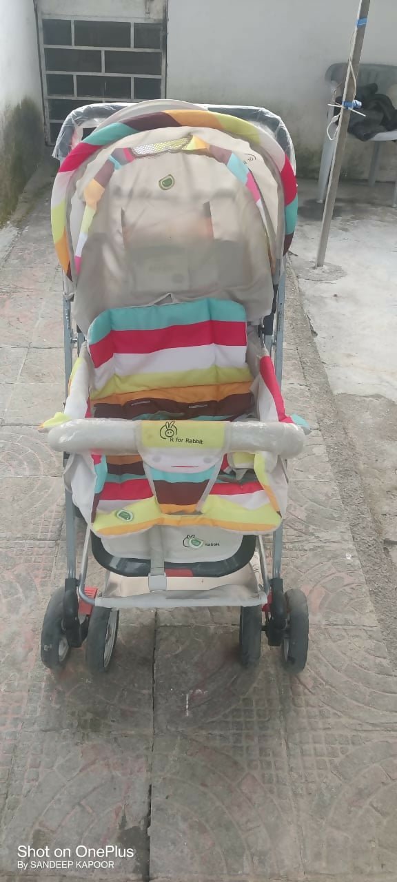 Baby stroller with colorful canopy 