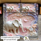 Decorative elephant-themed bedspread set with matching pillows 
