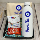 Personalized daily utility hamper gift set featuring customized everyday essentials in a beautifully arranged gift box, perfect for birthdays, baby showers, return gifts, and special occasions.