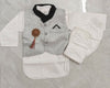 Cotton Black and White Kurta Pajama with Nehru Jacket for Boys