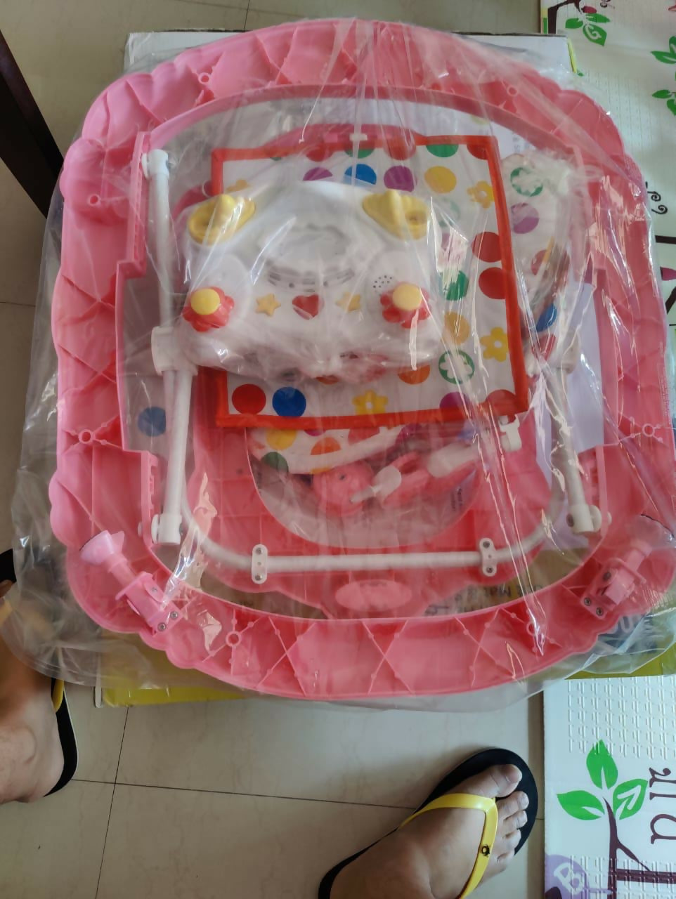 Buy MEE MEE Walker – Adjustable, Foldable Baby Walker with Toys and Cushioned Seat in Pink

