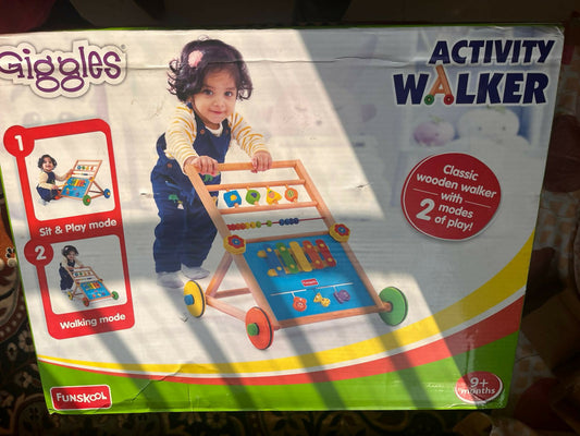 Box of Giggles Activity Walker with colorful design and child illustration.