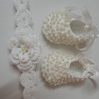Handmade Booties With Matching Hairband