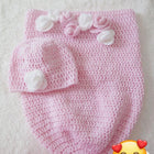 Shop now for our Child Safe Acrylic Yarn Cocoon + Cap set, offering warmth, safety, and adorable style for your newborn!