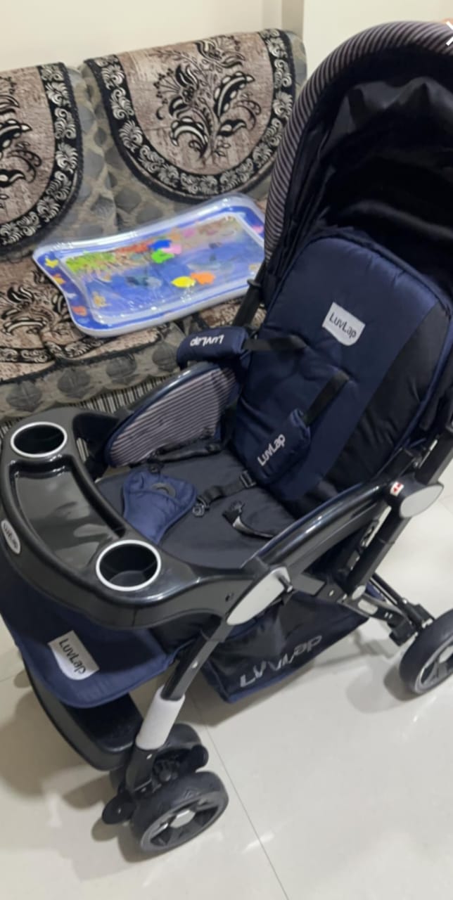 LUVLAP Galaxy Baby Stroller, Pram for Baby with Point Safety Harness,  Spacious Cushioned seat with Multi Level seat Recline, Easy Fold,  Lightweight