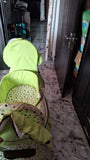 BABYHUG Froggy Print Cradle With Mosquito Net And Swing Lock function - Green Storage Basket, Wheels with Lock