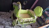BABYHUG Froggy Print Cradle With Mosquito Net And Swing Lock function - Green Storage Basket, Wheels with Lock