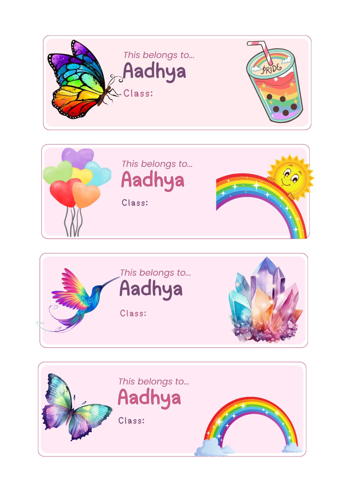 Name Stickers (Personalised) (30 stickers) 3.00 X 1.50 Inches