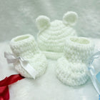 Crochet baby beanie and bootie set