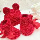 Crochet baby beanie and bootie set