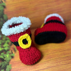 Crochet Santa Booties for Babies/ Handmade Christmas Santa Clause Shoes/ Crochet Red Booties for Christmas