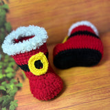 Crochet Santa Booties for Babies/ Handmade Christmas Santa Clause Shoes/ Crochet Red Booties for Christmas