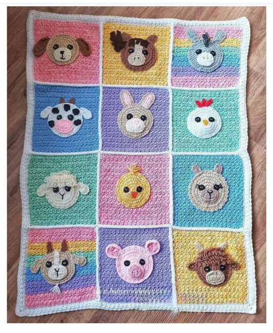 Hand Crocheted Animals Blanket for Baby