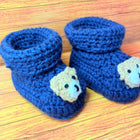 Crochet baby booties/ baby shoes with bear/Handmade shoes for baby girl and baby boy