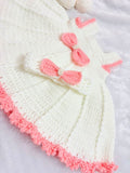 Crochet Handmade Baby Girl Shoes, Headband Frock Set