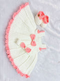 Crochet Handmade Baby Girl Shoes, Headband Frock Set