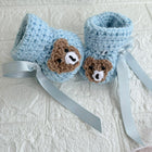 Crochet baby booties/ baby shoes with bear/Handmade shoes for baby girl and baby boy