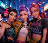 K-POP Theme Wireless Headphones with Bluetooth connectivity, cushioned ear cups, adjustable headband, built-in microphone, and long-lasting rechargeable battery for immersive music and calls.