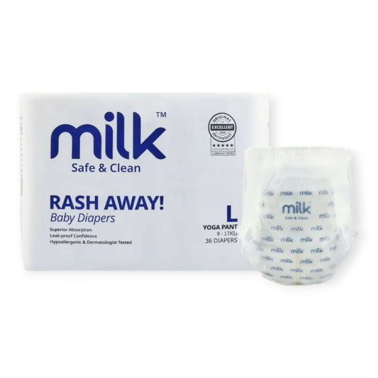 Milk Baby Diaper Yoga Pants, Size L - 36 Pcs, 9 To 17 KG