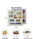 Wooden puzzle for kids with colorful pieces, smooth child-friendly edges, and an engaging educational design to support problem-solving, hand-eye coordination, shape recognition, and fine motor skills.