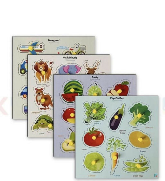 Wooden puzzle for kids with colorful pieces, smooth child-friendly edges, and an engaging educational design to support problem-solving, hand-eye coordination, shape recognition, and fine motor skills.