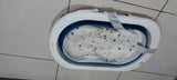 Babyhug Foldable Bathtub with Printed Cushion - Blue White