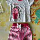 BABYHUG Cotton Knit Half Sleeves Night Wear With shorts for girls - Pink - PyaraBaby